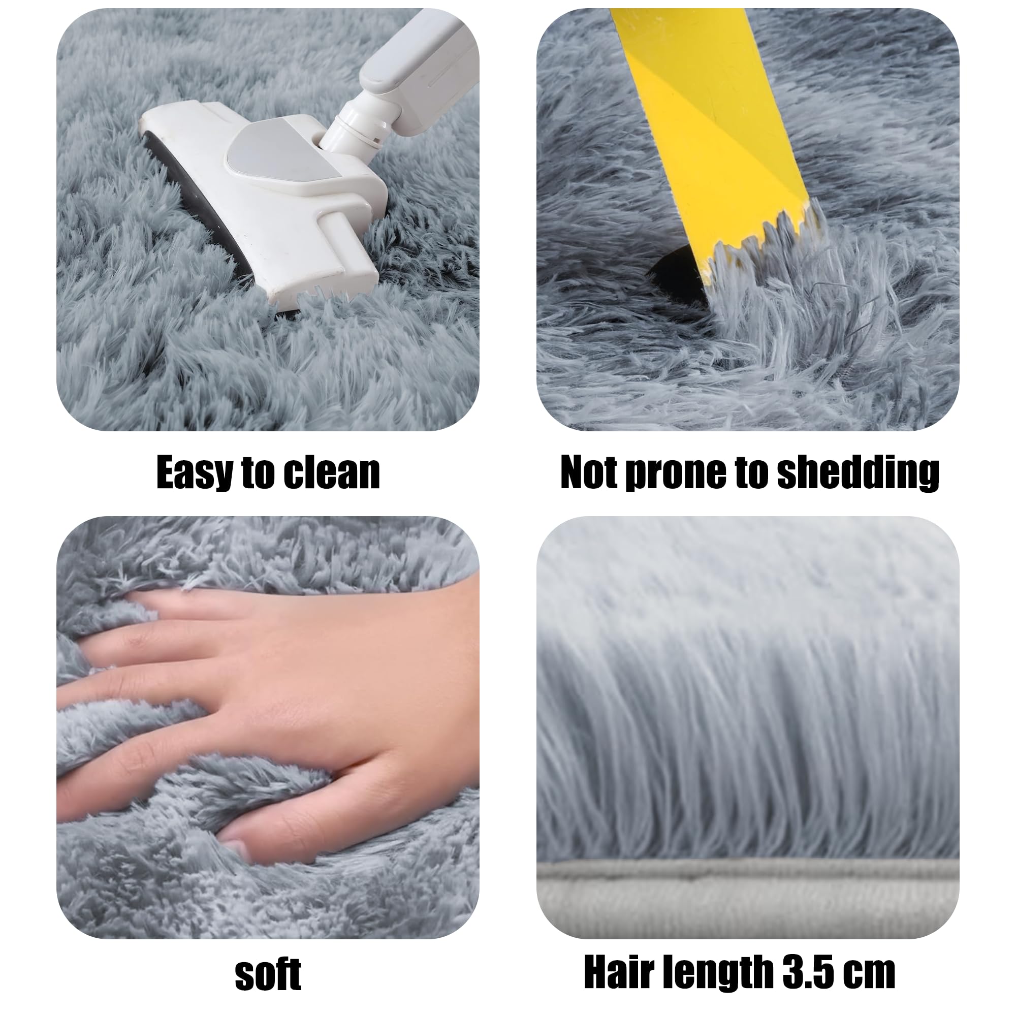 Imitación Mullida Alfombras 70 x 170 cm Tie Dye Alfombra Extra Grande Dormitorio Talla para Dormitorio Matrimonio Infantil Juvenil y Salón, Gris Claro