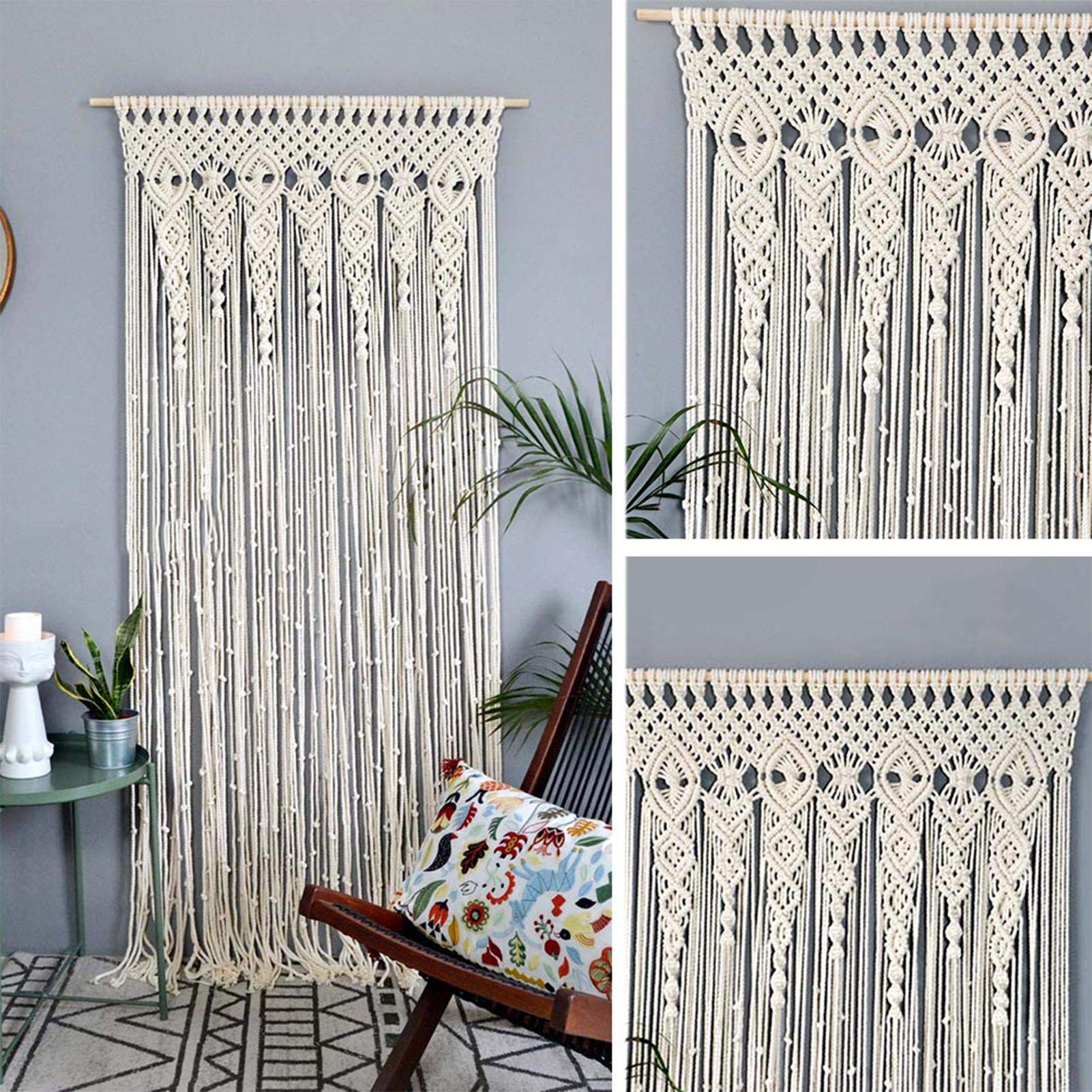 Tapisserie murale en macramé - Rideau de porte bohème - Tapisserie murale - Décoration de maison - Toile de fond faite à la main - Pour le salon et la chambre à coucher
