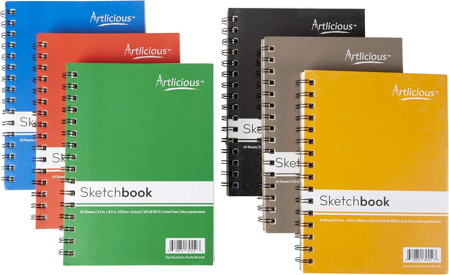 Artlicious 6 Sketch Books Classroom Pack - 5.5 inch x 8.5 inch - 360 Sheets 720 Pages Total Drawing Pads, Sketchbooks : Arts, Crafts & Sewing