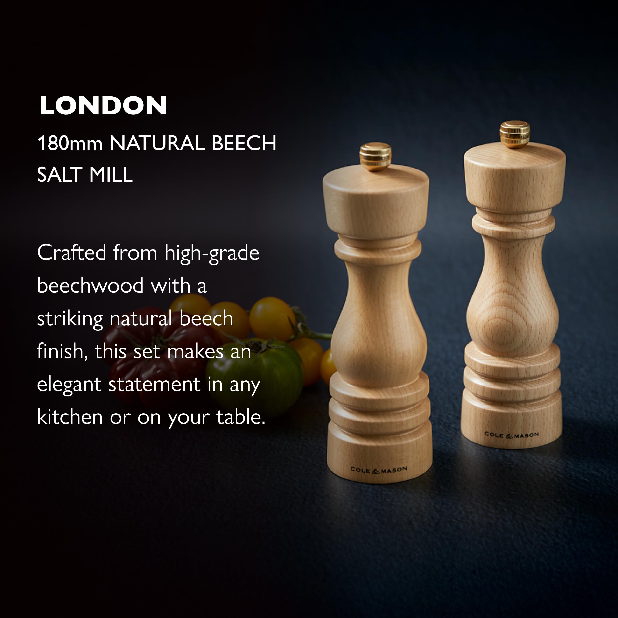 Cole & Mason London Natural Beech Salt Mill, Non Corroding Ceramic Mechanism, Salt Grinder with Adjustable Grind, Beech Wood - Image 4