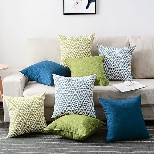 Miniatura 7 de THOHAG Juego de 4 fundas de almohada de 18 x 18 pulgadas, fundas de cojín de lino suave, fundas cuadradas decorativas para sofá, sala de estar,