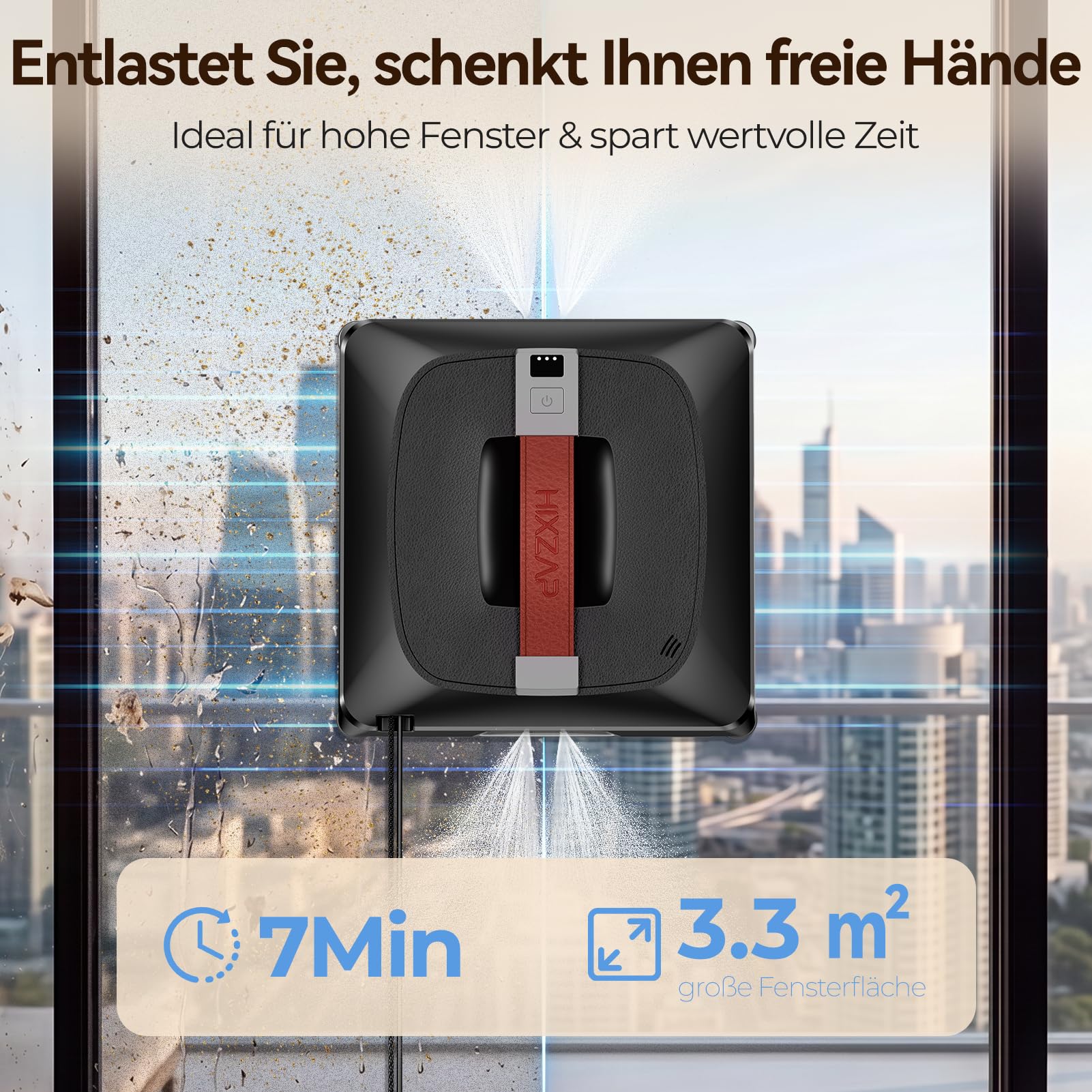 Z9 Pro Fensterputzroboter für hohe Fenster, Innen & Außen, 3200Pa Saugkraft | 4 Sprühdüsen Ausgestattet, Starke Saugkraft, Randerkennung, Intelligente Navigation
