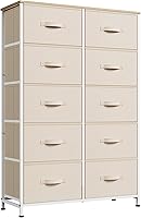 Vista 8 de WLIVE Cómoda gris para dormitorio con 10 cajones de tela, unidades organizadoras altas para sala de estar, ropa, armario, torre de almacenamiento