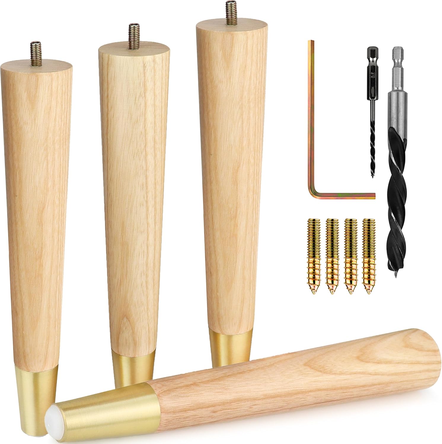 Premium Black Wood Furniture Legs (Full Install Kit) - Pick Your Size and Color