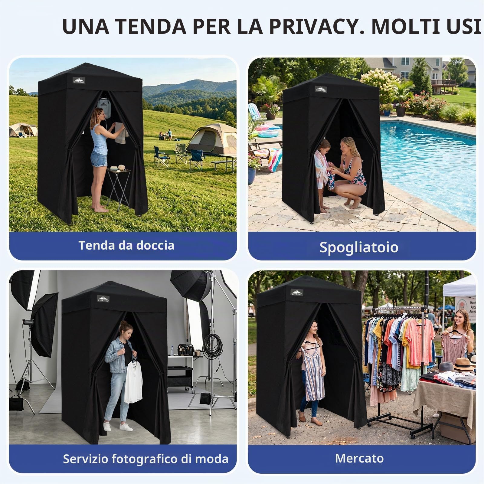 EAGLE PEAK Flex, tettoia ultra compatta da 1,2 x 1,2 m, spogliatoio, portatile, per la privacy, per piscina, servizi fotografici alla moda o campeggio (nero)