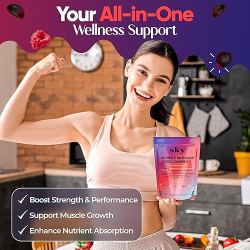 Miniatura 8 de Gomitas de hongos para adultos, 10 en 1, potente complejo de hongos con melena de leones, reishi, cordyceps, cola de pavo - para claridad mental,