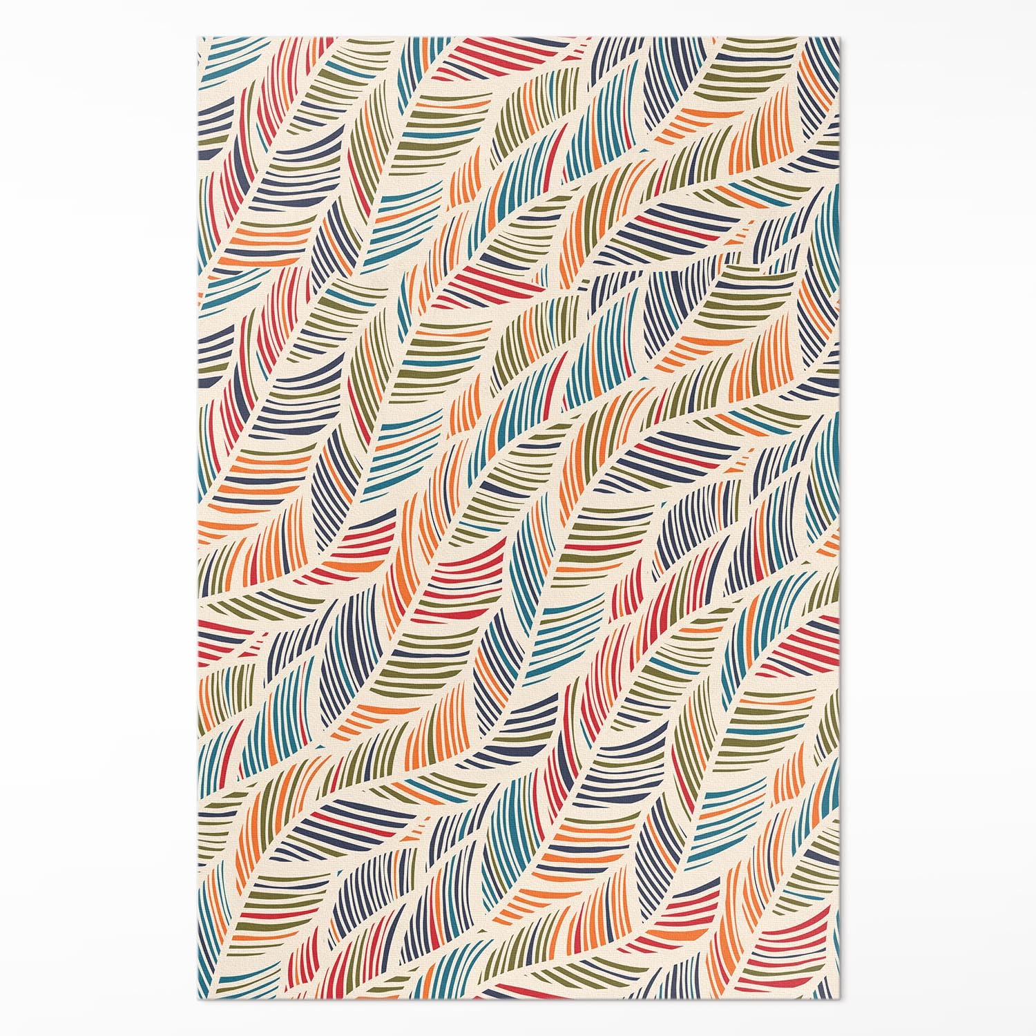Tapis de sol vinyle 150x225 cm feuilles colorées pour salon et cuisine
