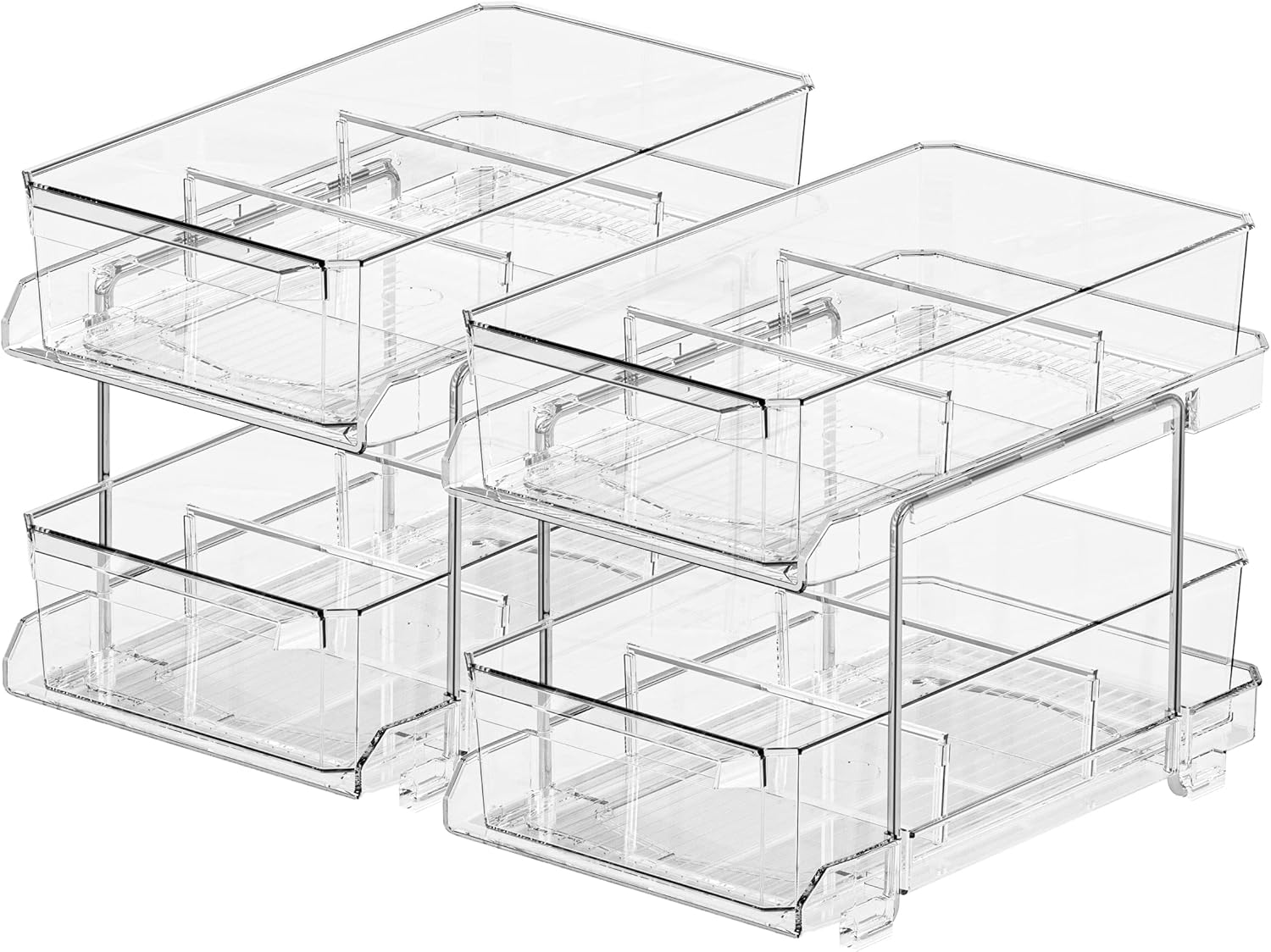 DDG 2 Tier Bathroom Organizer with Dividers, MultiPurpose SlideOut