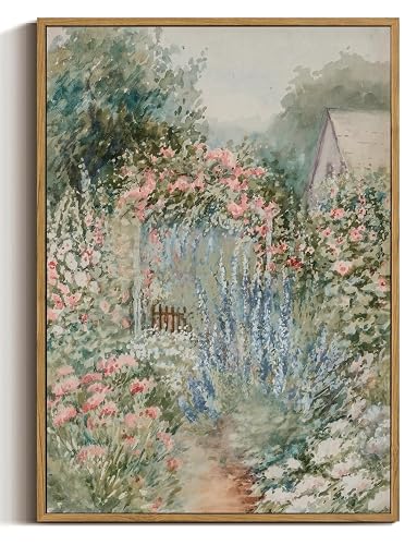 French Country Garden Framed Canvas Wall Art 16x24 inch |