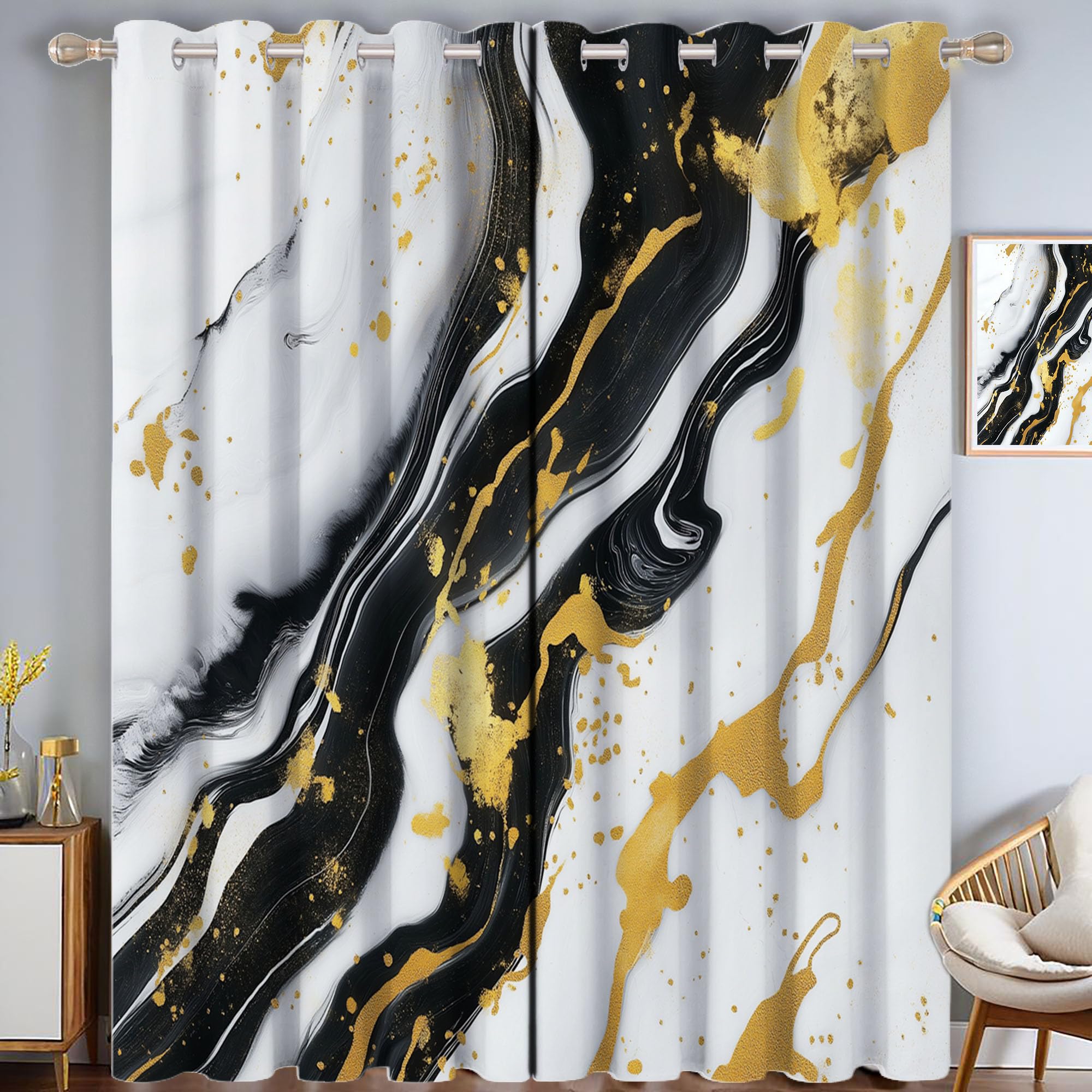 Rideau opaque vortex noir et blanc 140x200 cm lot de 2 oeillets pour chambre