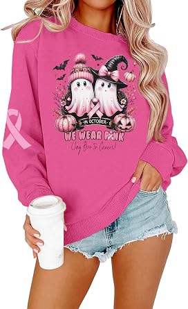 Breast Cancer Sweatshirt for Women in October We Wear Pink Sweatshirts