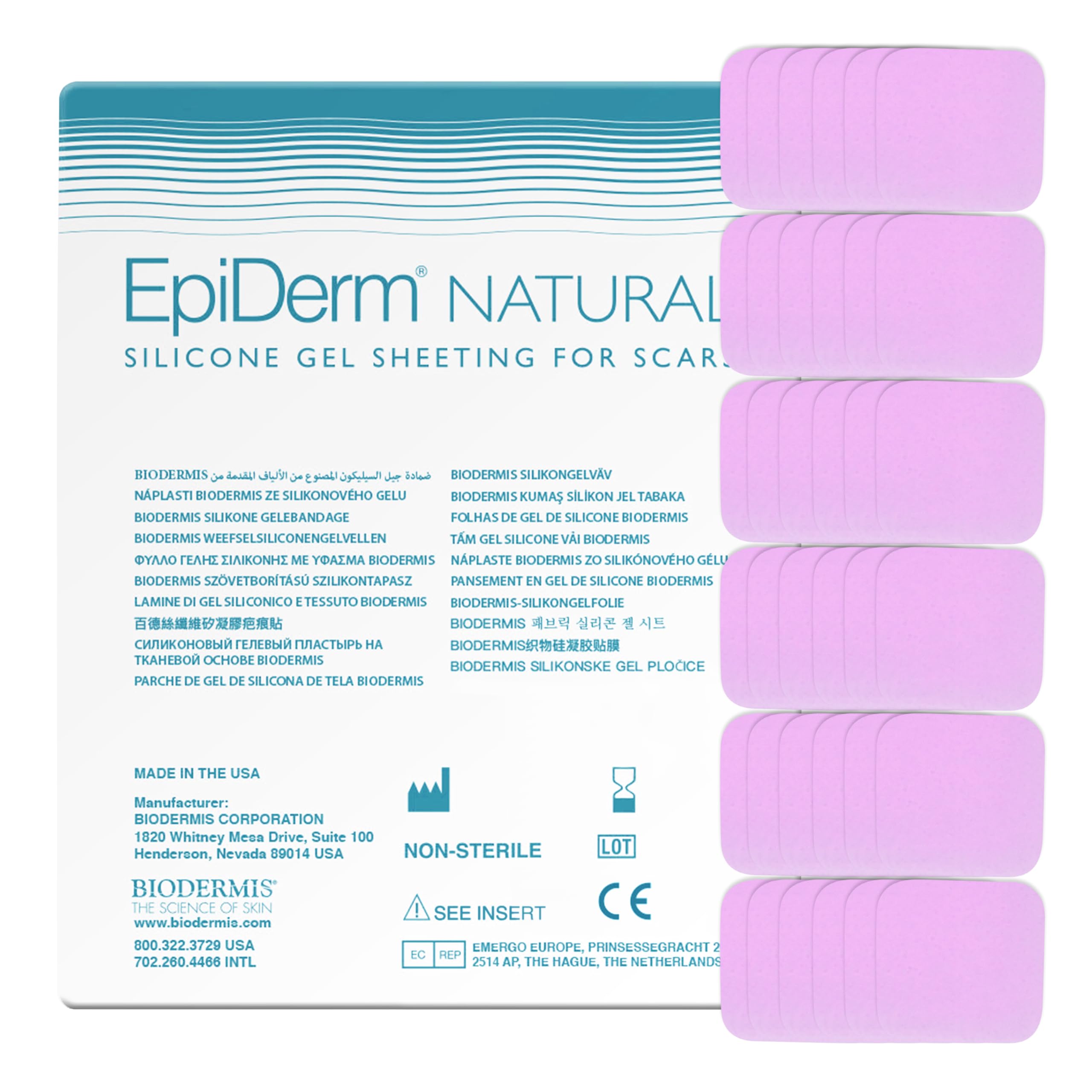 Epi-Tab Squares Silicone Scar Sheets – Professional-Grade, Washable & Reusable Silicone Patches for Small Hypertrophic & Keloid Scars from Trauma, Liposuction & More - Clear, 30-Pack
