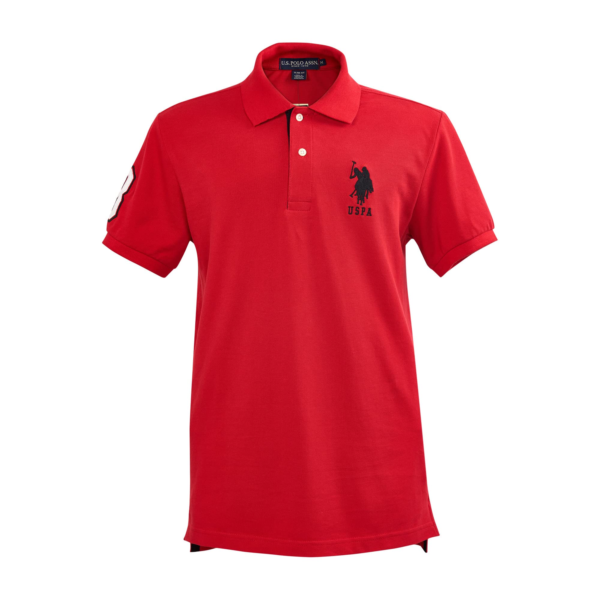 U.S. Polo Assn. Men's Short-Sleeve Polo Shirt with Applique, Red, XL