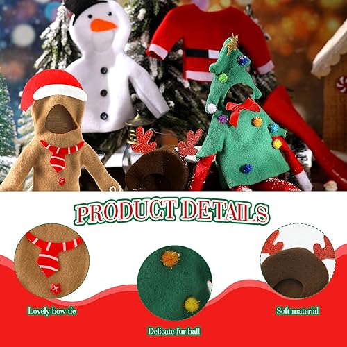Miniatura 3 de HooLing Juego de 5 accesorios de elfo, ropa de muñeco de elfo de Navidad, disfraz de Papá Noel, alce, muñeco de nieve, pan de jengibre, árbol de