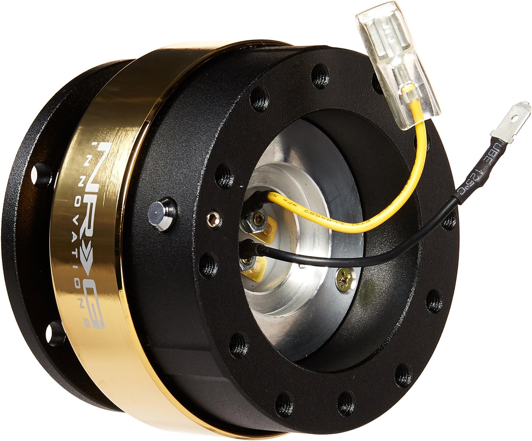 Gen 2.0 Steering Wheel Quick Release Kit, 6x70mm & 6x74mm Bolt Pattern, Black Body, Chrome Gold Ring, NRG-SRK-200BK-CG