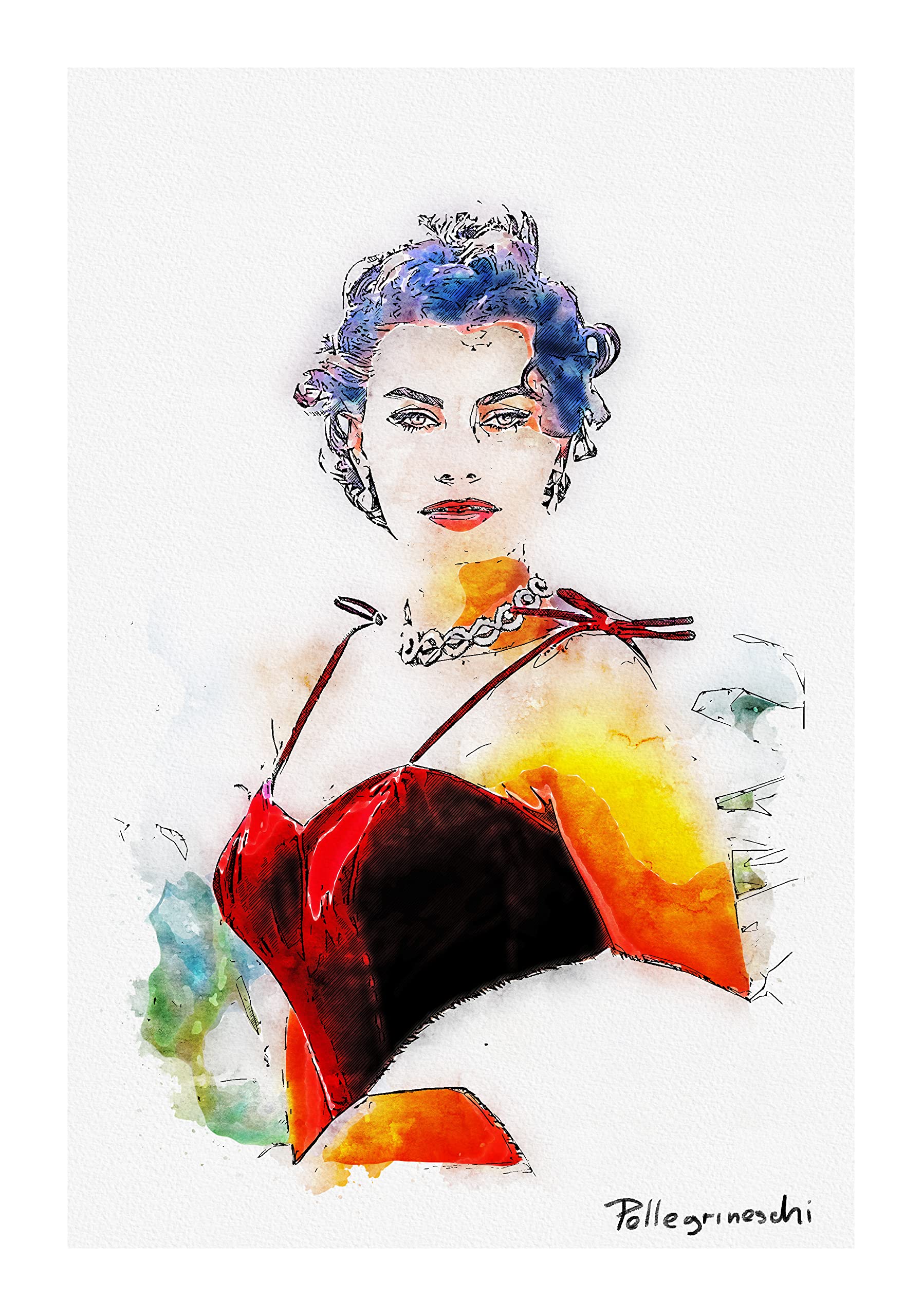 Custom Pencil or Watercolor Portrait, Acquerello.