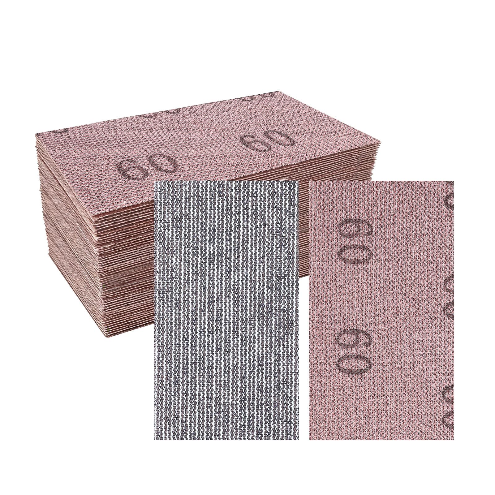 Sruhrak 45PCS Sanding Sheets 70 x 125 mm Hook and Loop Net Sandpaper, 60 Grits, For Wood Metal Plaster & Furniture Sanding, Fits Hand Sanders