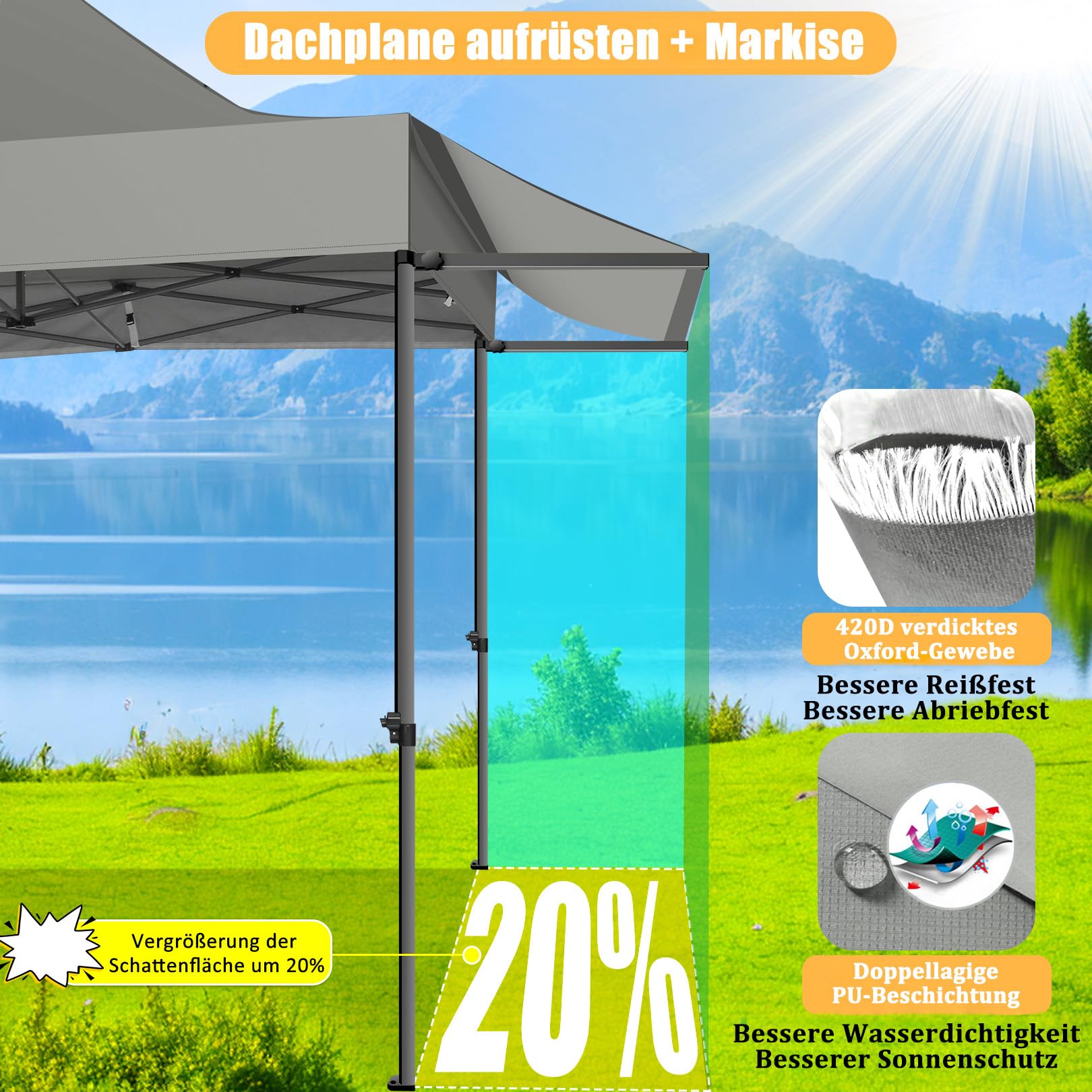 COBIZI Pavillon 3x3 Wasserdicht Stabil Winterfest mit Markisen und Seitenwänden,UV Schutz 50+ Popup Faltpavillon Partyzelt Pavillon Faltbar für Garten Camping Strand Hochzeit(3 mal 3m Grau)