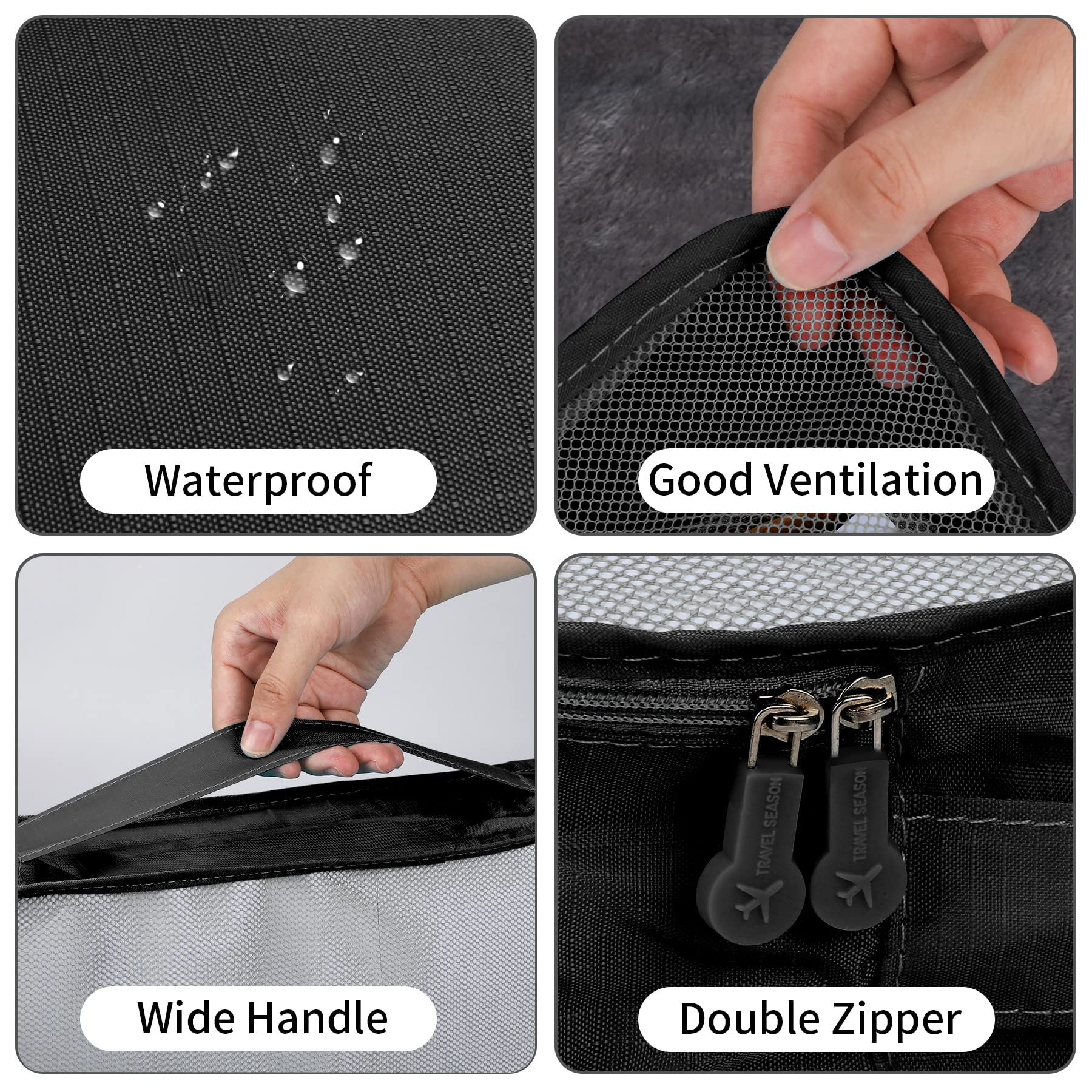 Organizer Valigie Packing Cube, Coolzon Organizer Viaggio Sacchetti per Valigia Travel Organizer Cubi Organizzatori, Set di 6,Nero