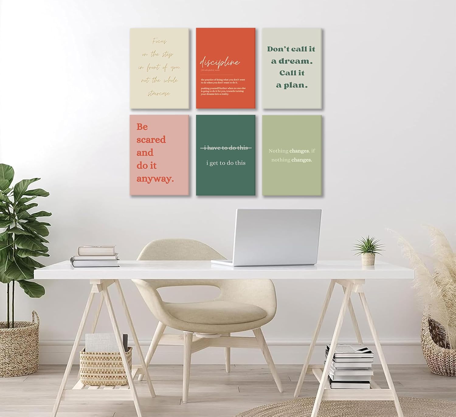 6Pcs Motivational canvas Wall Art Inspiring Teamwork Posters Prints Inspirational Workplace Pictures Office Positive Quotes Canvas Wall Decor for Bedroom Living Room Home Office 8x10In Framed