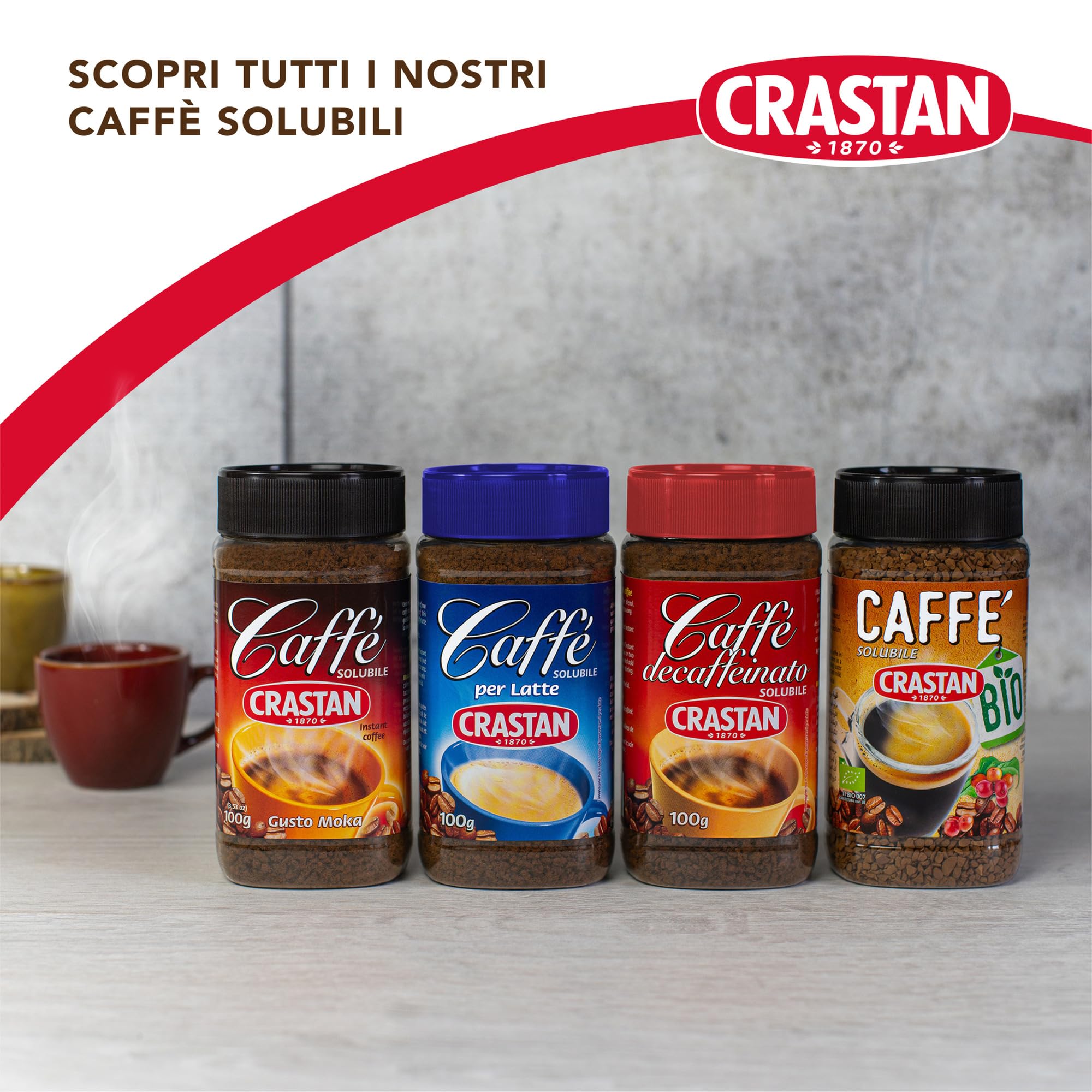 Crastan Caffè Solubile per Latte - 6 vasetti da 100 gr