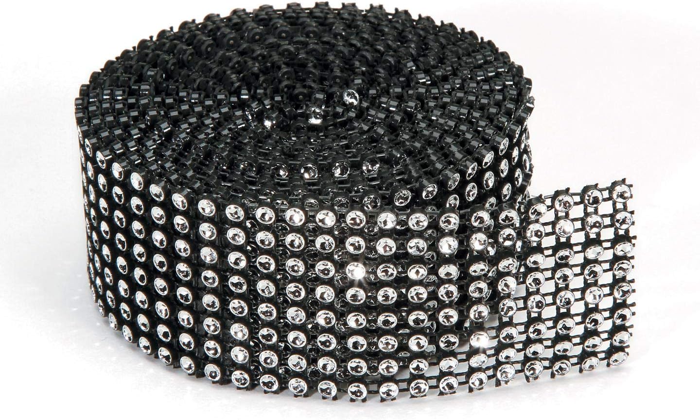 Darice Bling on a Roll Black/Silver 8 Row 3mm x 2 Yards (3-Pack) RH1012