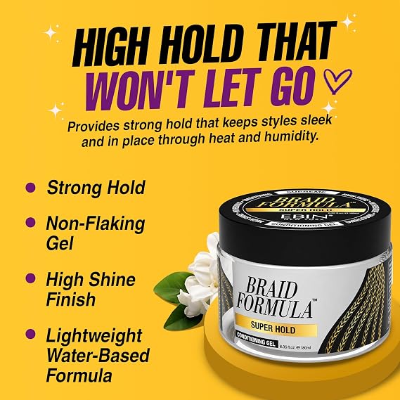EBIN NEW YORK Braid Formula Conditioning Gel, Super Hold, 6.35 Oz | Great for Braiding, Twisting, Edges, No Residue, No Flaking, Strong Hold, High Shine, Smoothing with Clean, No Build-up