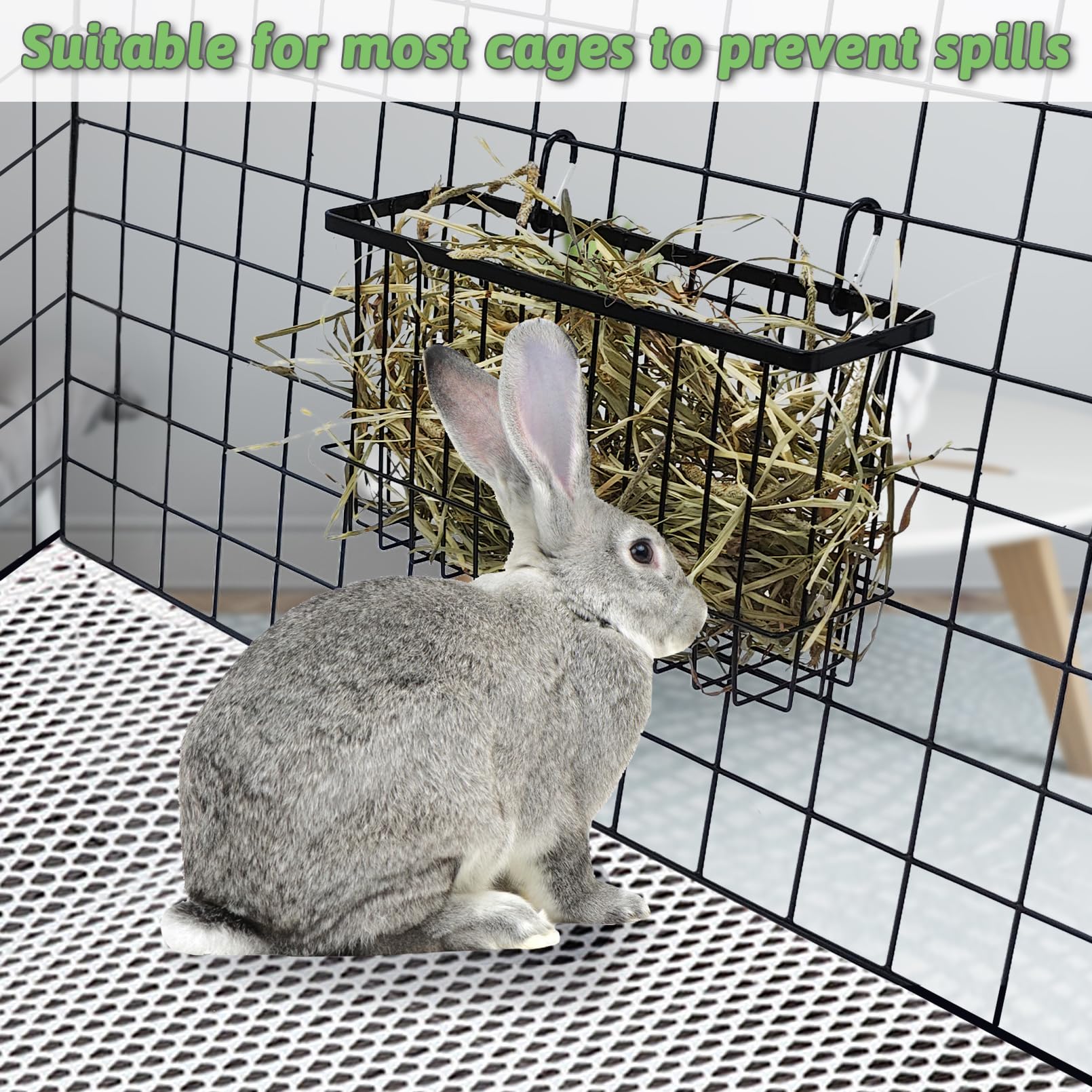 Rabbit Feeder 2-Pack Metal Rabbit Hay Feeders No-Mess Bunny