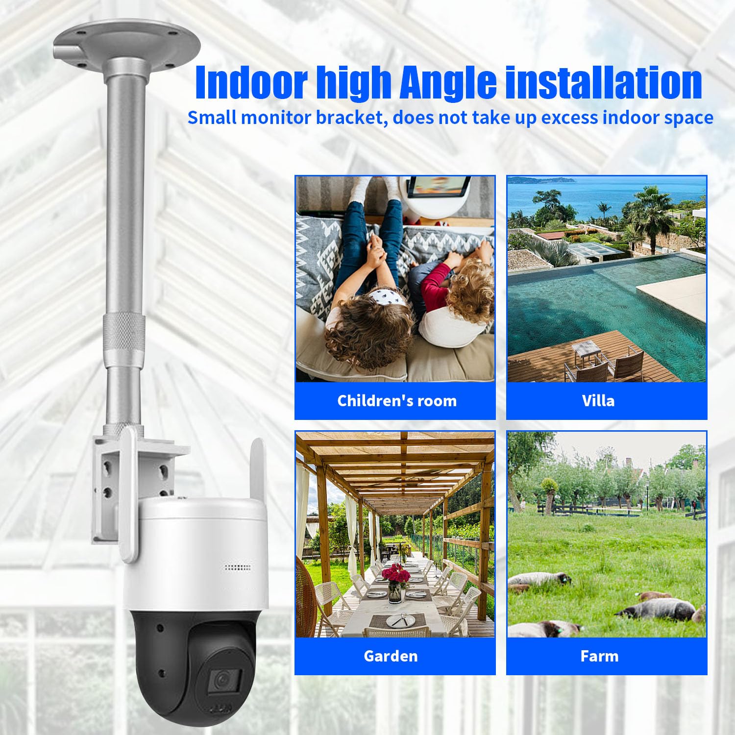 Support Camera Exterieur Extensible Support d'angle Camera Exterieur Universel Support Caméra Extérieur en Métal pour Camera de Surveillance