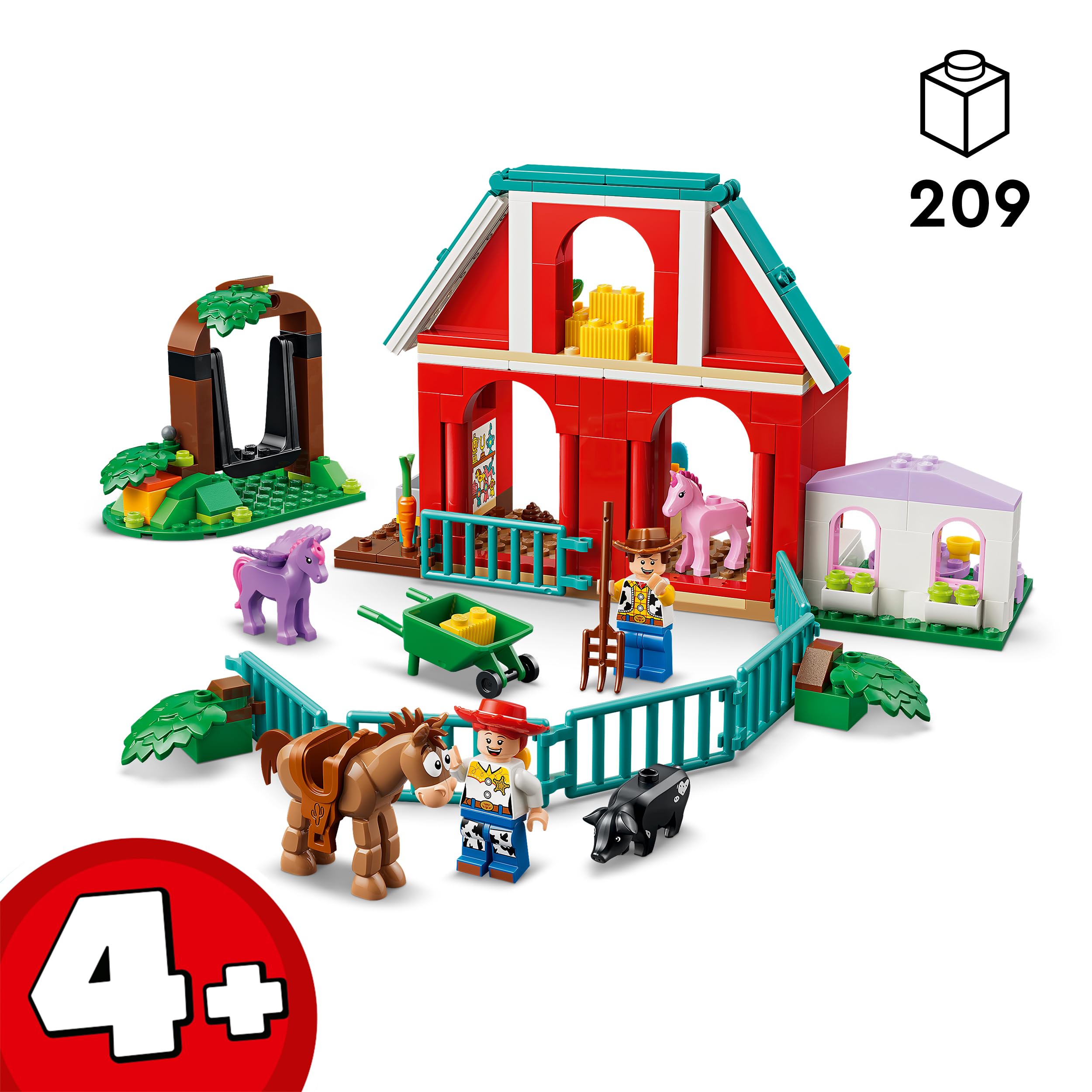 LEGO | Disney Pixar Il Ranch dei Cavalli di Blaze - Giocattolo con le Minifigure di Woody e Jessie oltre a 3 Cavalli e un Maiale - Regalo per Bambine e Bambini da 4 Anni Fan di Toy Story 5-43304