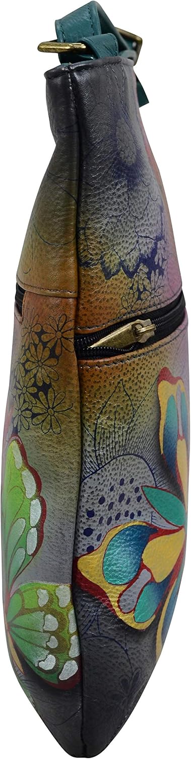Anna by Anuschka Women's Hand-Painted Genuine Leather Slim Cross Shoulder Bag