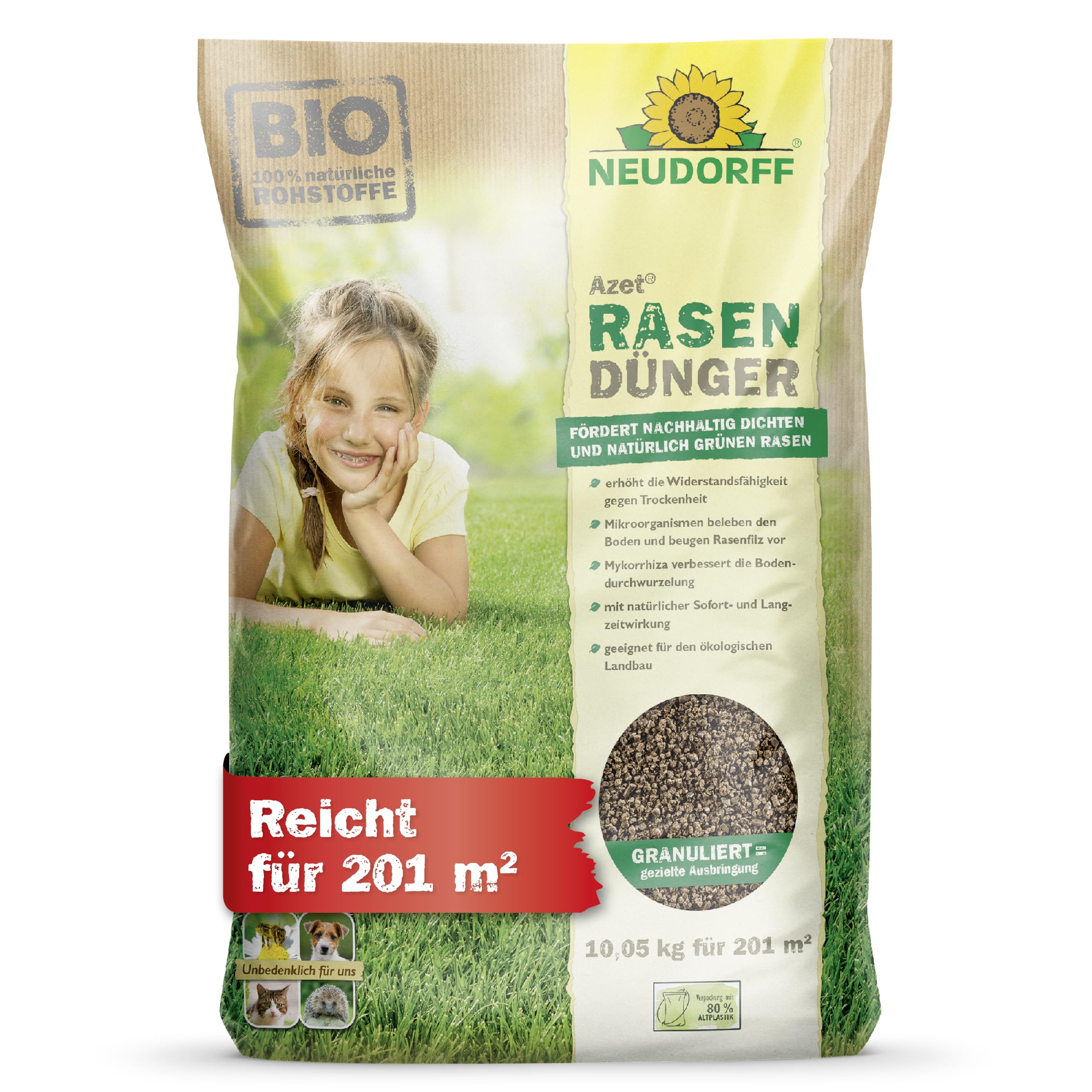 Neudorff Azet RasenDünger 201 m² Langzeitwirkung 6 Monate 10,05 kg