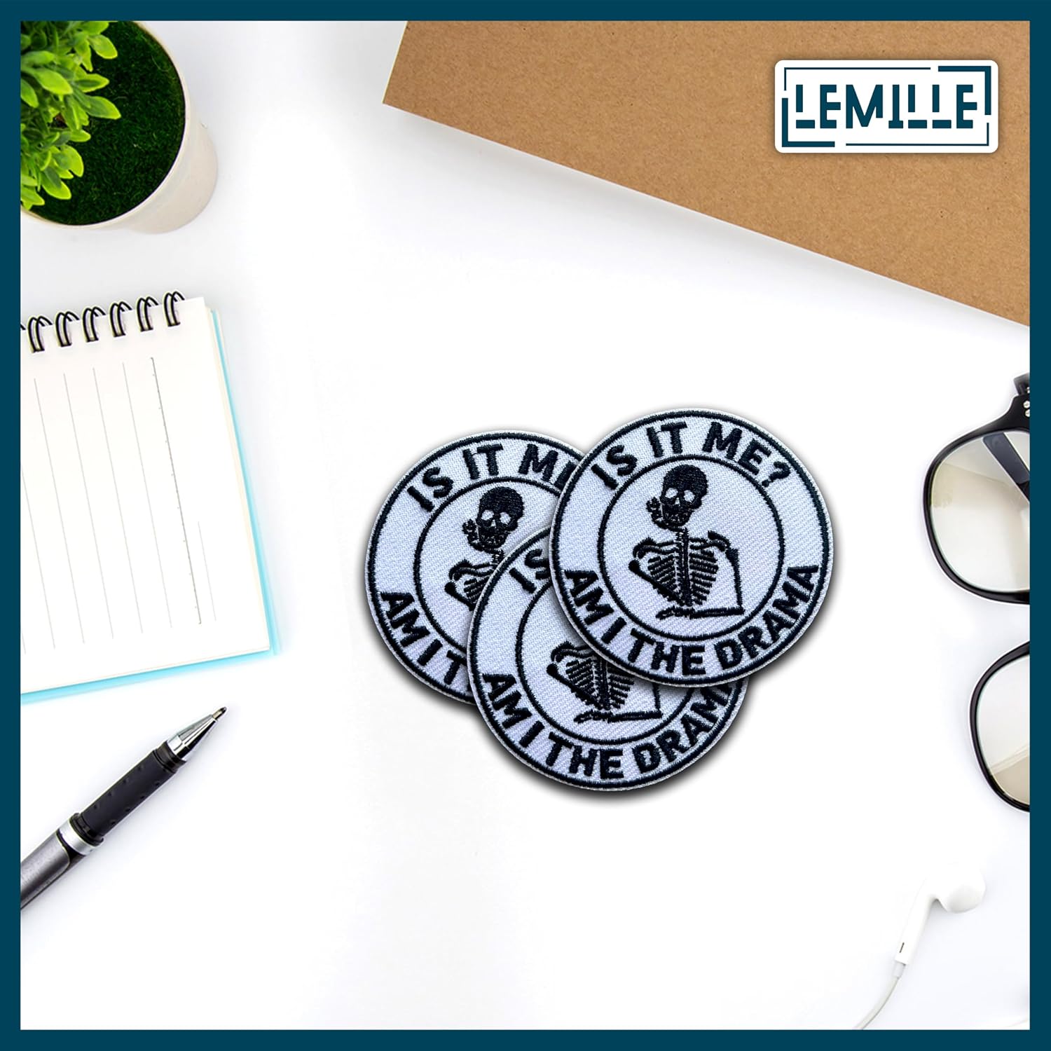 is It Me Am I the Drama Patch, 3 Inches Sew On Iron On Patches Funny Skeleton Embroidery Patches for Clothes Backpacks Hats Jeans Bags, Scarastic Embroidered Patches, Humor DIY Patch for Adult image 2