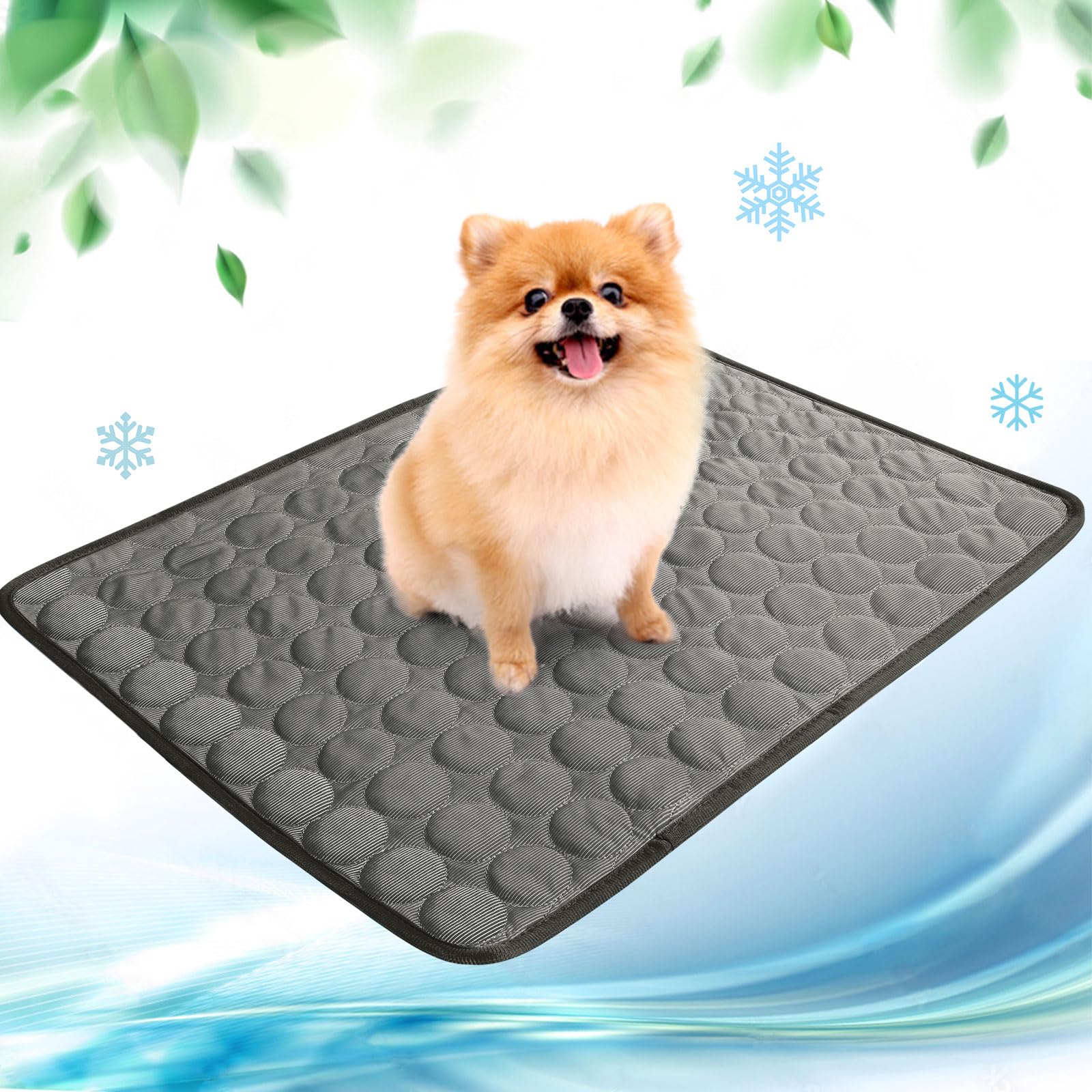papasgix Dog Cooling Mat Self Cooling Mat Bed for Dogs, Cats Tear-Resistant Non-Slip Washable Ice Silk Cooling Pad in Hot Summer