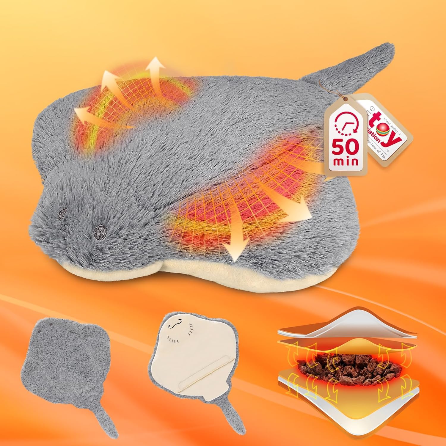 MeWaii Microwave Heat Cushion Stingray Plush Toys, 50 Minutes Relief for Menstrual Pain and Pain, Heat Cushion for Girls and Women