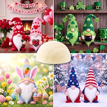 Jetec 300 Pcs Half Wooden Balls, 6 Sizes Unfinished Split Wood Beads