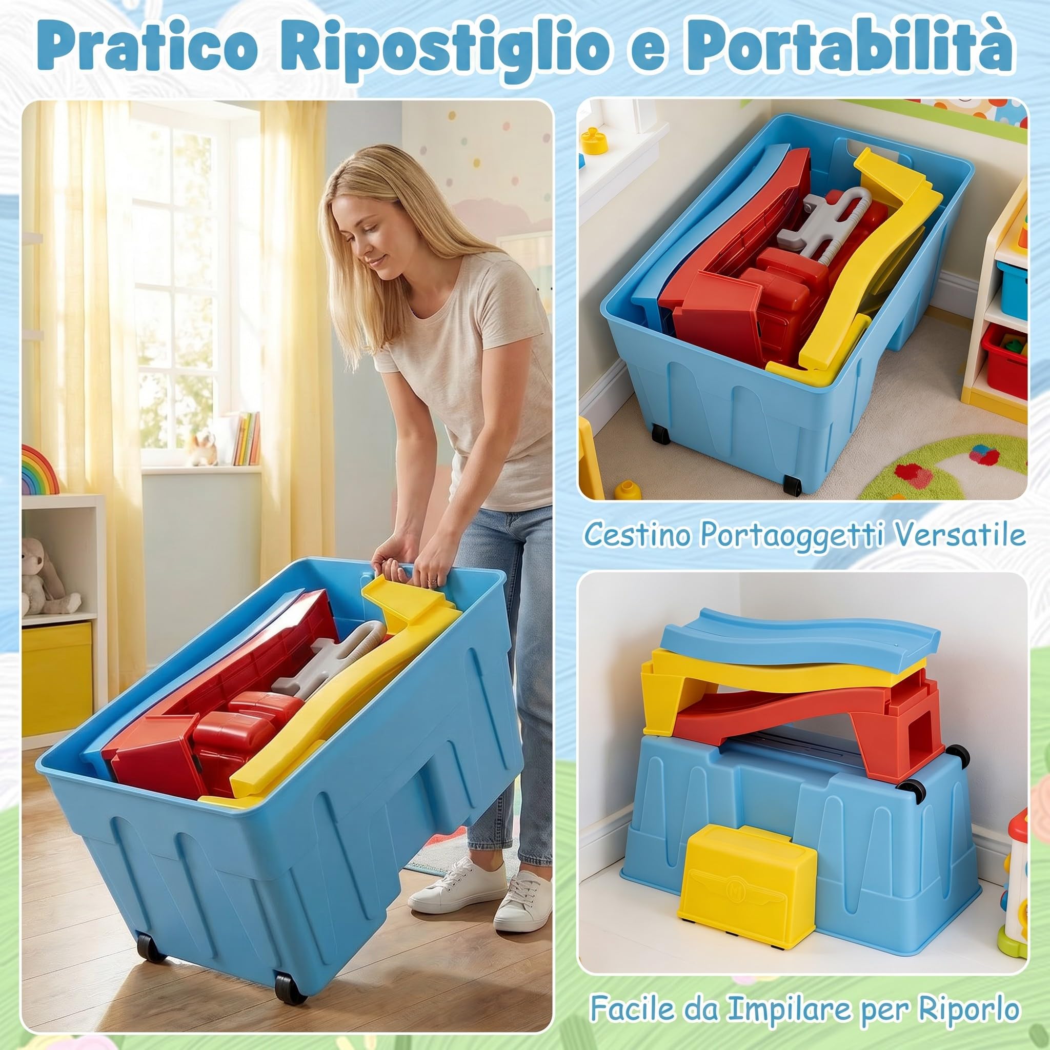 COSTWAY Macchina Cavalcabile con Scivolo, per Bambini 3 Anni+ (Blu) | Auto per Bambini con Scivolo e Vano Portaoggetti con Rotelle, Auto a Spinta per Interno ed Esterno , Portata 68 kg