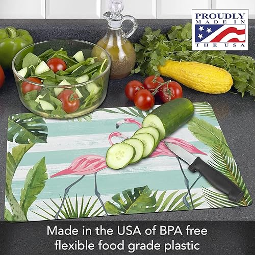 Miniatura 4 de Cut N' Funnel Flamingos & Stripes - Tapete de plástico flexible para tabla de cortar, 15 x 11.5 pulgadas, fabricado en los Estados Unidos,
