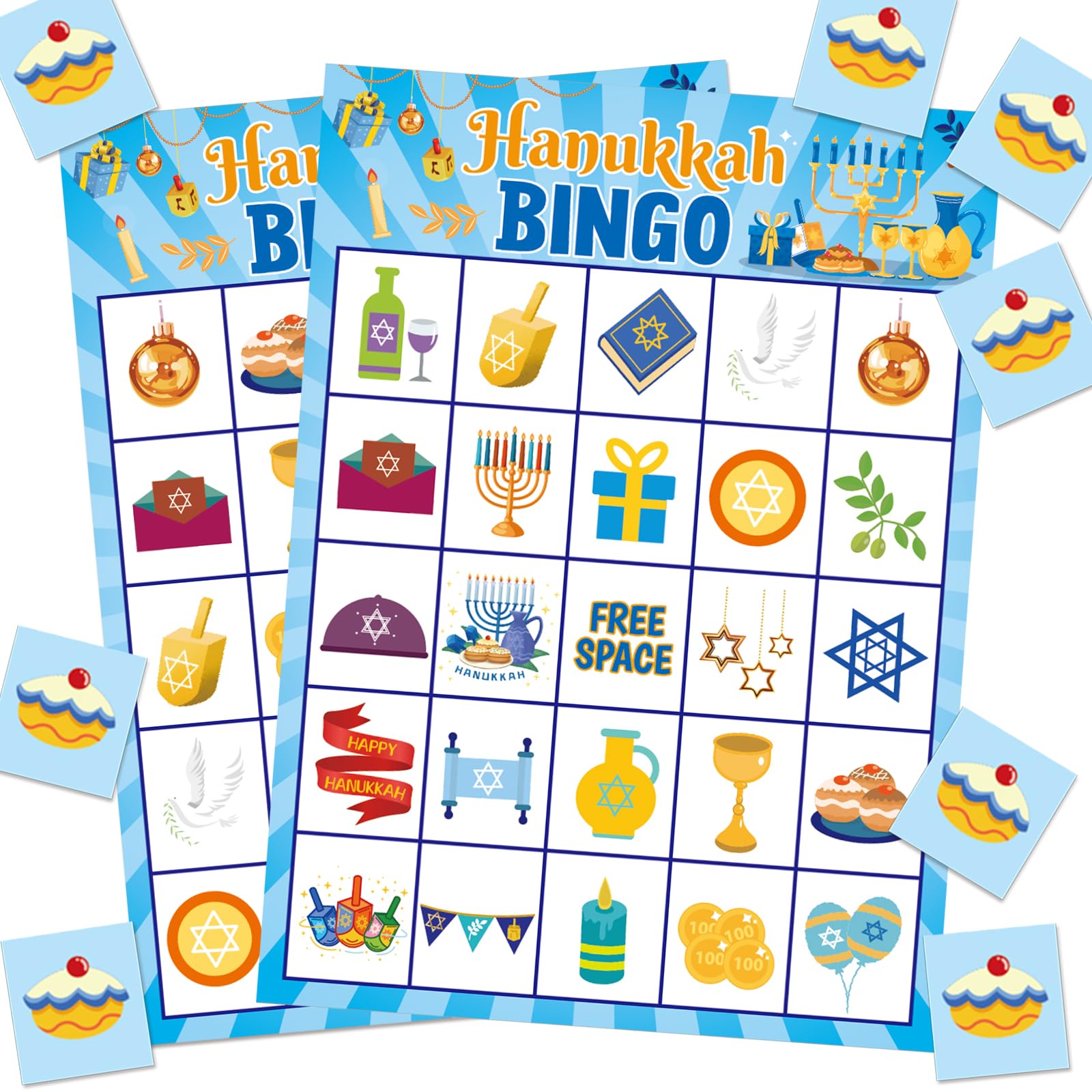 Amazon.com: Hanukkah Bingo Games Happy Hanukkah Party Games Chanukkah ...