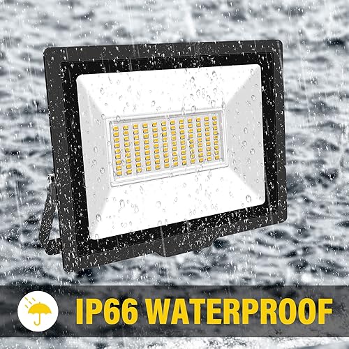 Miniatura 4 de RIGIDON Luz de inundación LED de 75 W para exteriores, 7500 lúmenes, luces súper brillantes para exteriores, 4000 K, luz diurna blanca cálida, IP66,