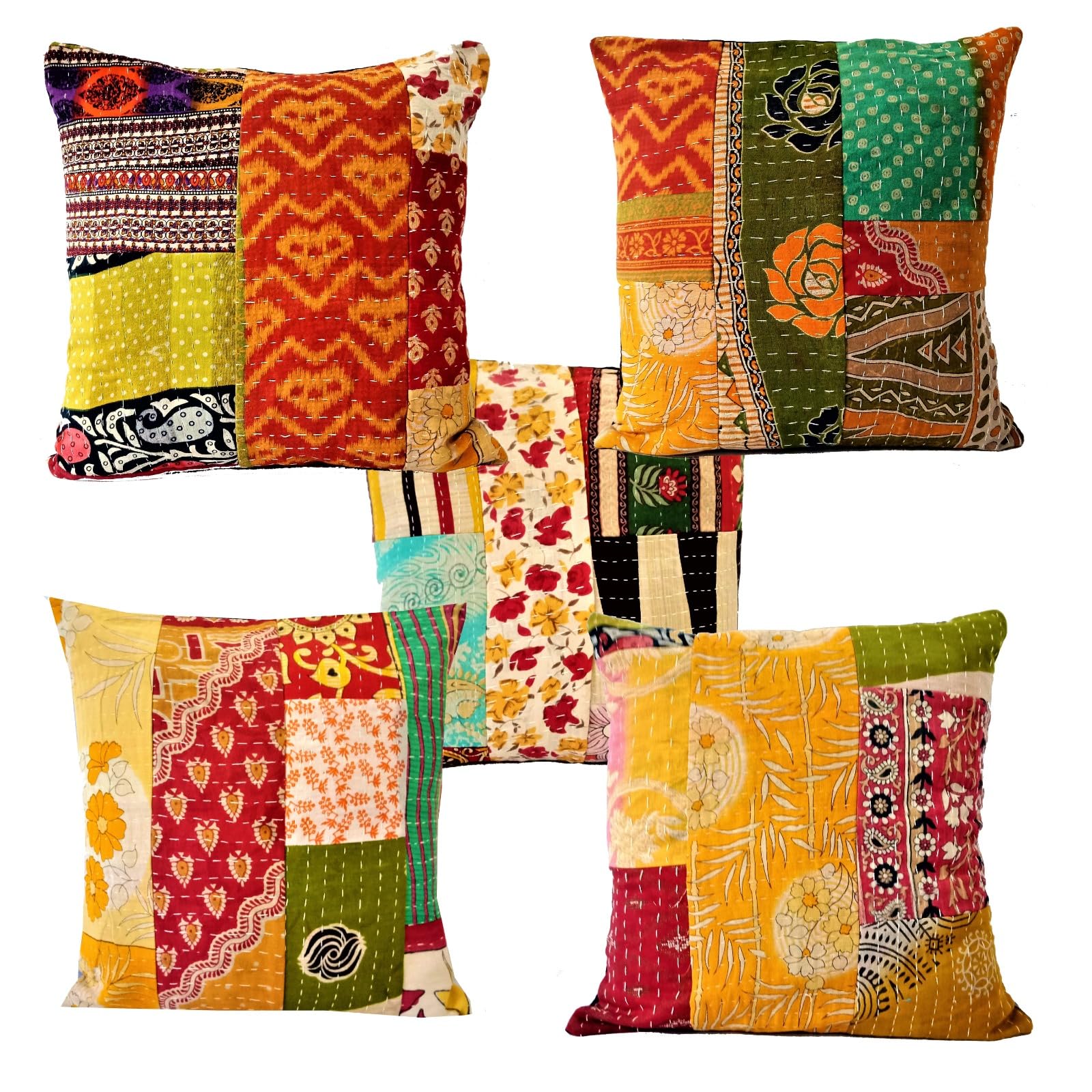 Housses de coussin vintage Kantha pour raviver un canapé usé