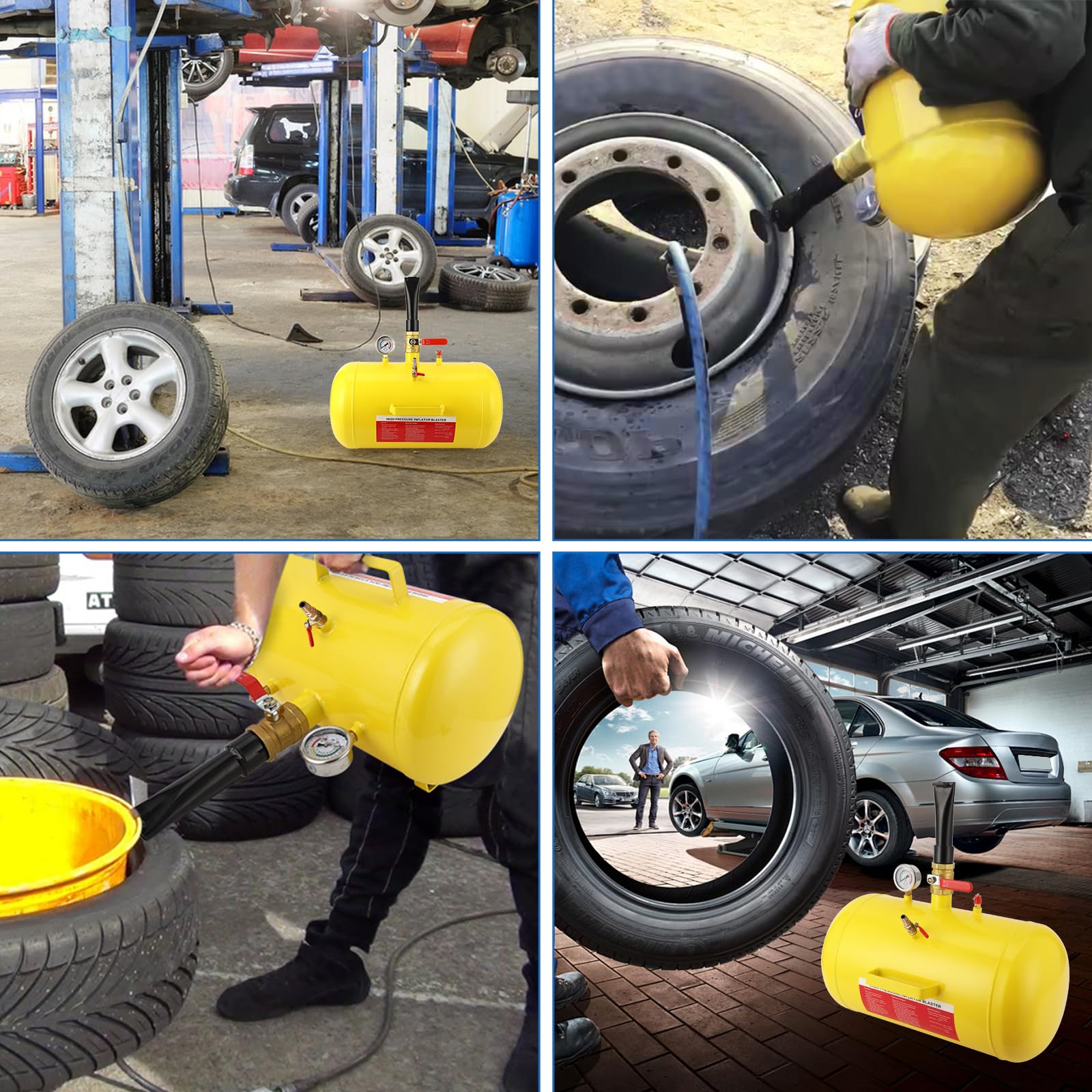Garvee Inflador de Talones para Neumáticos 38 L Herramienta Montaje Neumáticos sin Cámara Depósito Aire para Asentar Talón de Neumático Inflador Bead Seater para Coche SUV Camión
