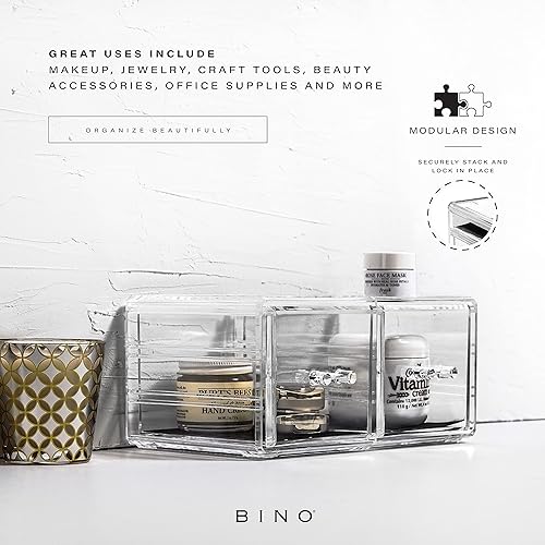 Miniatura 9 de BINO THE MANHATTAN SERIES Organizador de cajones de maquillaje acrílico, 5 cajones, organizadores de belleza transparentes y almacenamiento, cajón