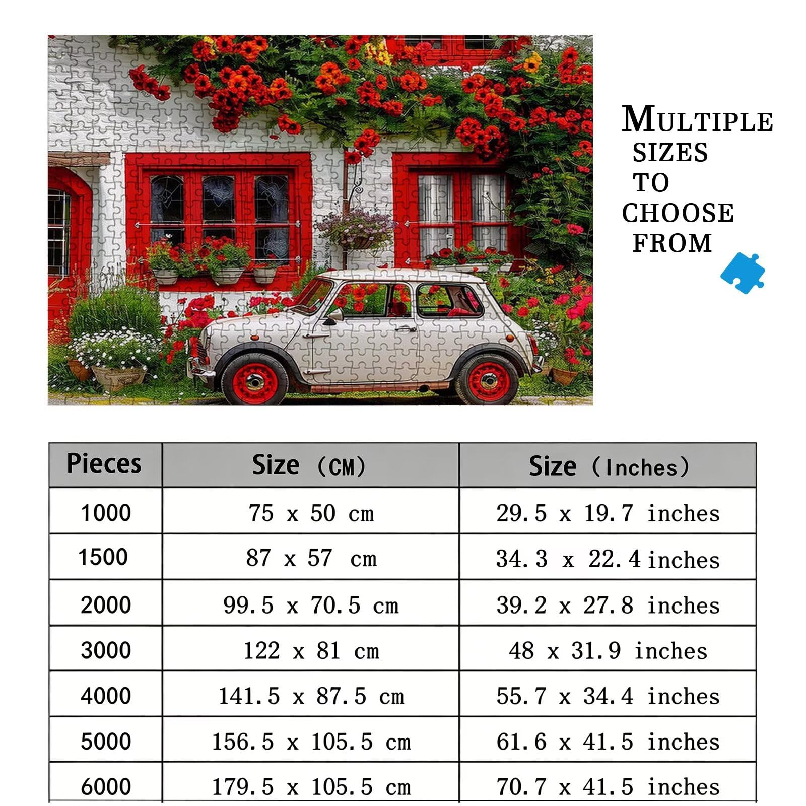 Samochodowe puzzle 1500 elementów, trudne puzzle, drewniane puzzle dla całej rodziny, zestaw "zrób to sam", dla dorosłych, nadają się jako dekoracja ścienna i prezenty dla kobiet, temat: roślina 8p
