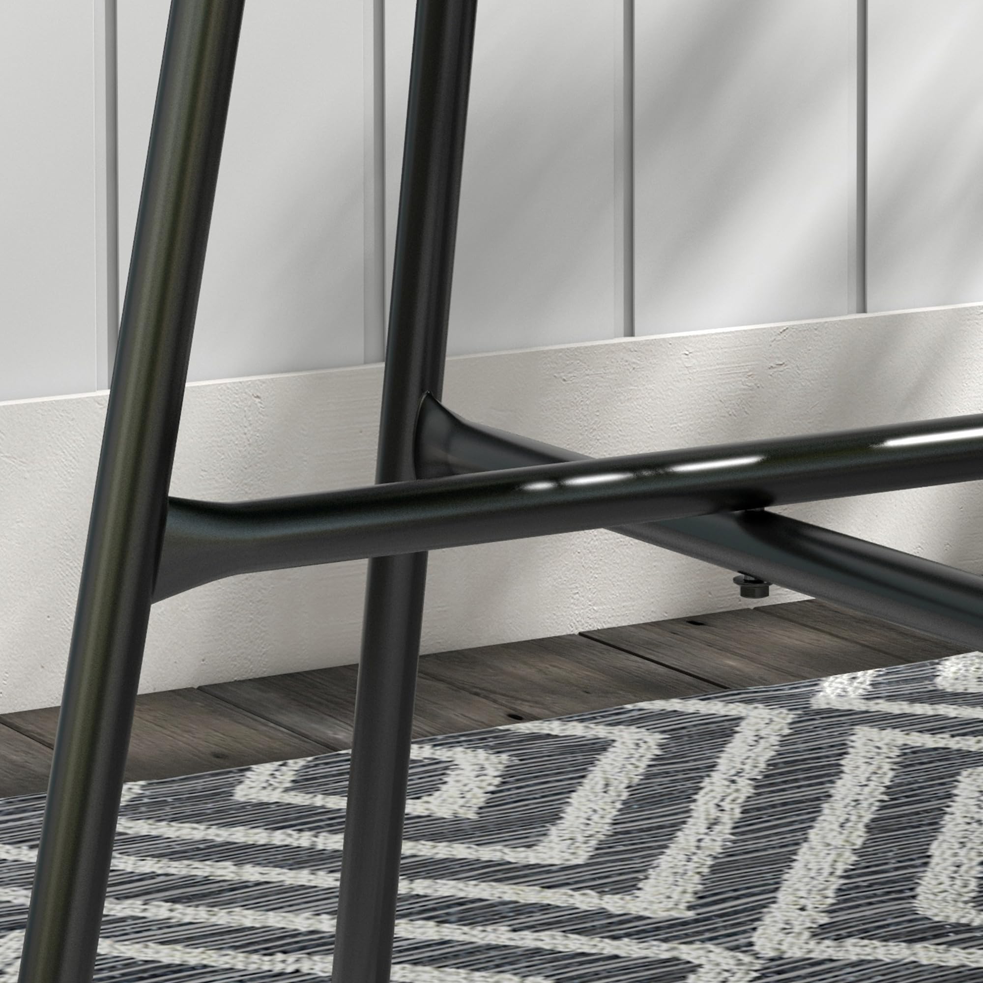 Outsunny Ratten Beistelltisch, Bistrotisch, Kaffeetisch mit Glastischplatte, Runder Gartentisch, für Terrasse, Balkon, Schwarz, 50 x 50 x 50 cm