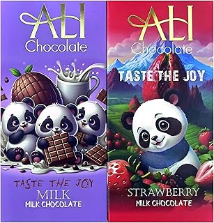 شوكولاتة علي بالالحليب و الفراولة% 80 جرام + شوكولاتة ابيض بالحليب 80 جرام عرض جديد من Global Farm