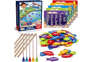 SpringFlower Wooden Magnetic Sight Word Fishing Game for Kids