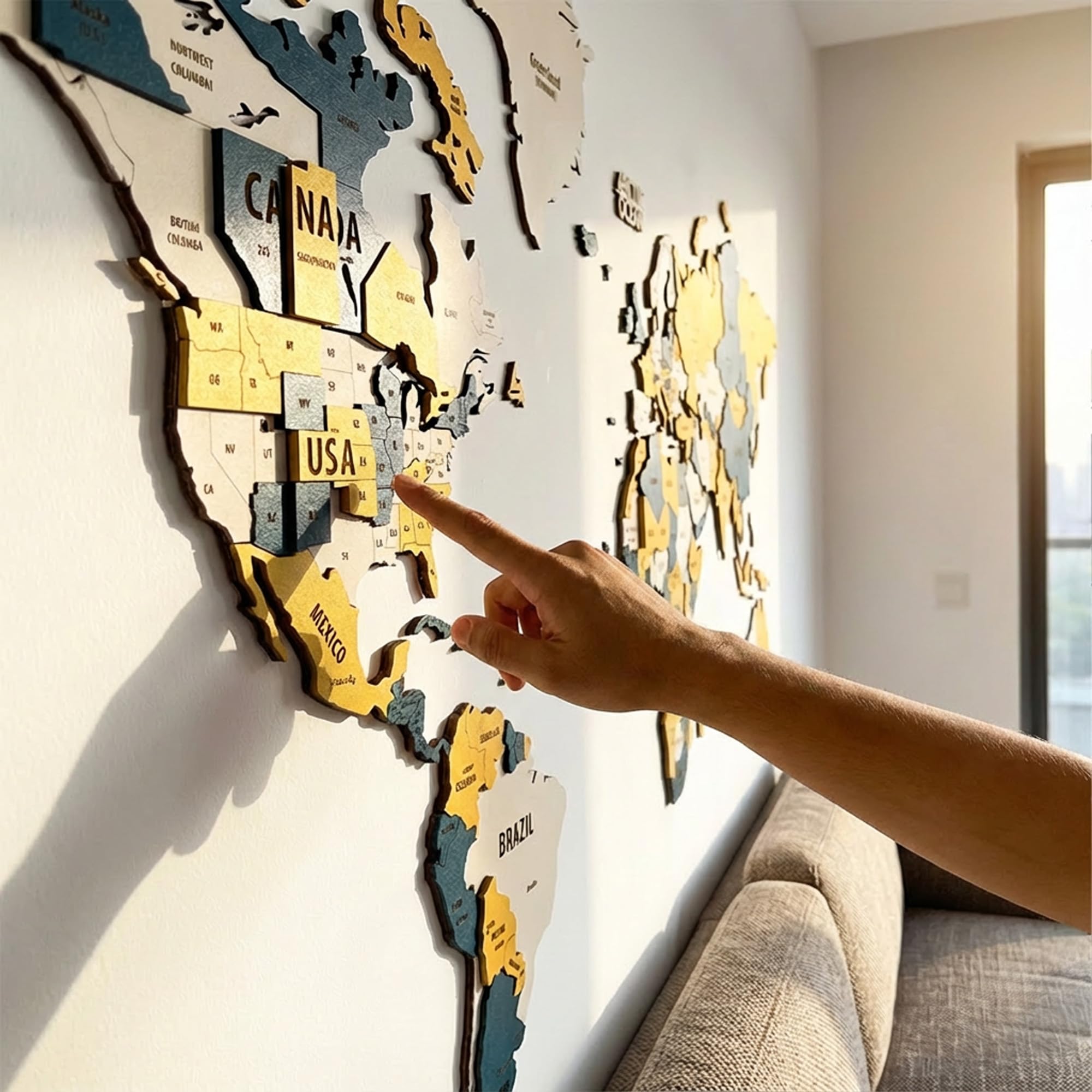 Amazon.co.jp: Colorfull Worlds 3D木製世界地図ウォールアート | 旅行