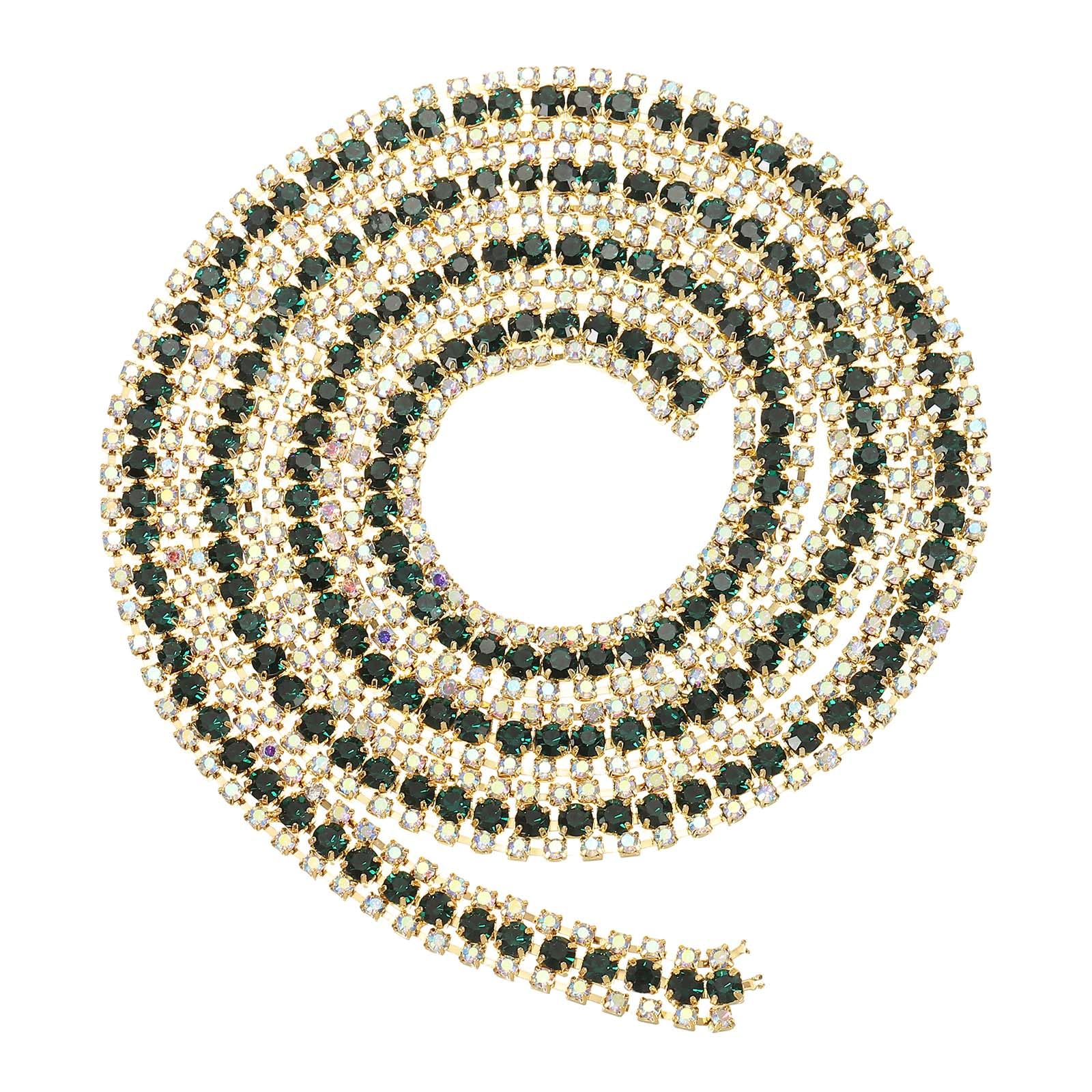 PATIKIL 1 Yard 3 Rows Crystal Rhinestone Close Chain Trim