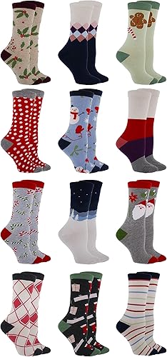 Miniatura 7 de Gertex Calendario de Adviento de calcetines navideños de alta calidad para mujer, 12 días de calcetines de tripulación, talla de calcetín 9-11, se